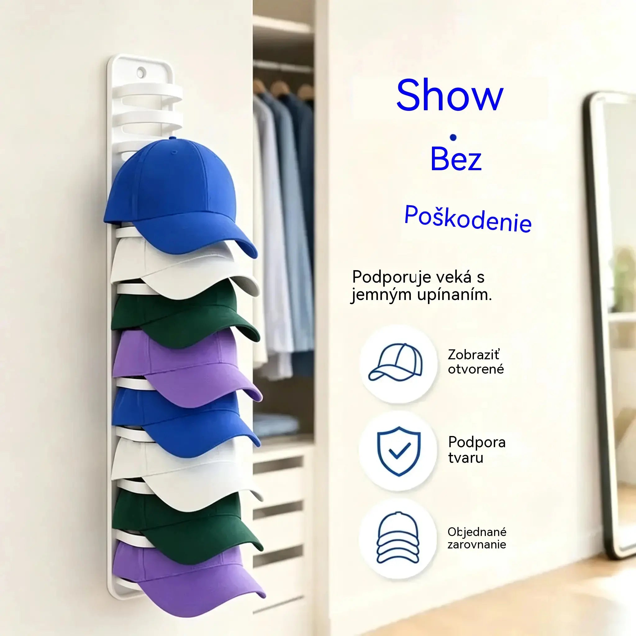 🧢[Balenie 2] Priestorovo úsporný vešiak na klobúky