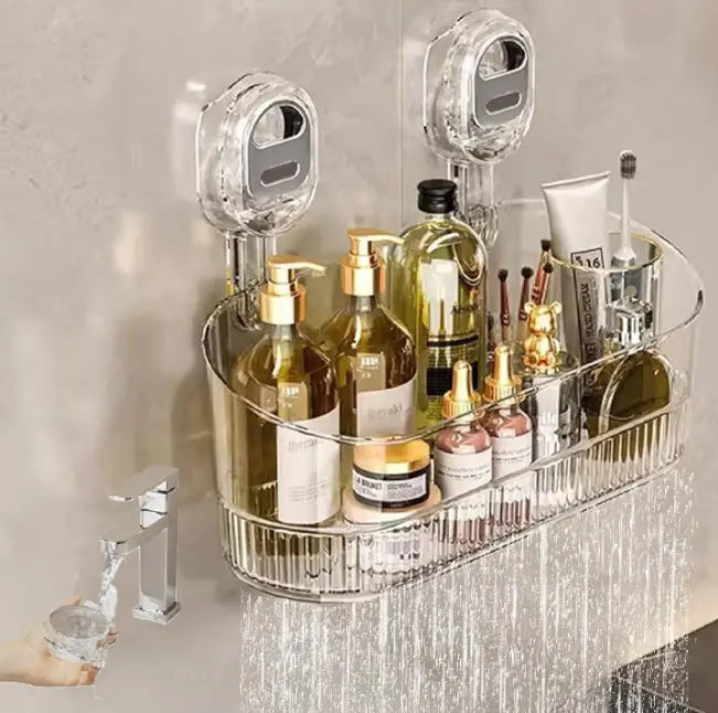 Estante de almacenamiento con ventosa sin perforaciones, escurridor de pared para cocina y baño