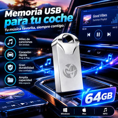 🚗🎵🎵【 64G】 【Unidad flash USB de música】contiene 4000 canciones, 300 MV y efectos de sonido 6D