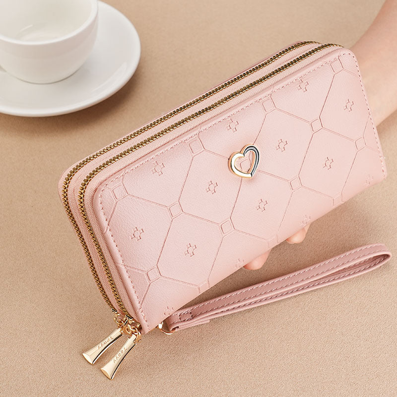 👛 Nueva billetera de gran capacidad con doble cremallera y diseño patchwork 2026
