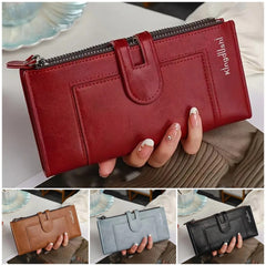 30%OFF 💰Cartera vintage de piel auténtica con doble cremallera y ranura para múltiples tarjetas para mujer