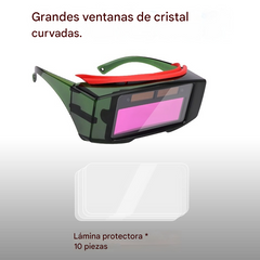 🔥Gafas de visión amplia + 10 lentes protectoras🔥👓Gafas de soldar automáticas con ajuste de intensidad, máscara de soldar✅