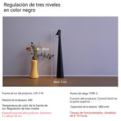 Lámpara de mesa/luz nocturna ajustable, lámpara de dormitorio portátil con sensor táctil | Carga USB
