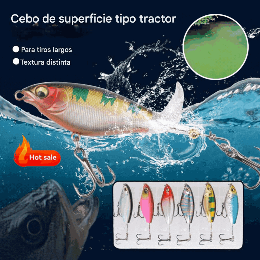 🐟🎣【6 piezas 28 euros】Cebo de hélice de tractor biónico Minnow