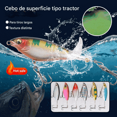 🐟🎣【6 piezas 28 euros】Cebo de hélice de tractor biónico Minnow