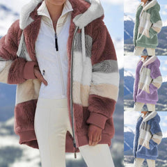 ☃️Oferta limitada, 35% de descuento❄️【S-5XL】Nueva chaqueta de invierno para mujer 2025, gruesa con franjas de felpa