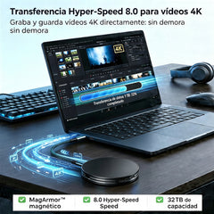 【8TB】🧲 SSD externo magnético de 2 TB | ⚡ Lectura ultrarrápida de 1050 MB/s | USB 3.1 5 Gbps | Disco fino portátil para portátil, sobremesa y móvil 💻📱