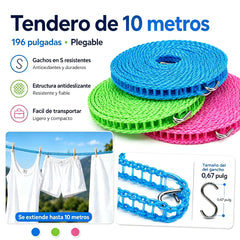 💥【3 piezas】🔗 Tendedero antideslizante y resistente al viento 👕 Evita el caos en la colada con el viento 🌬️