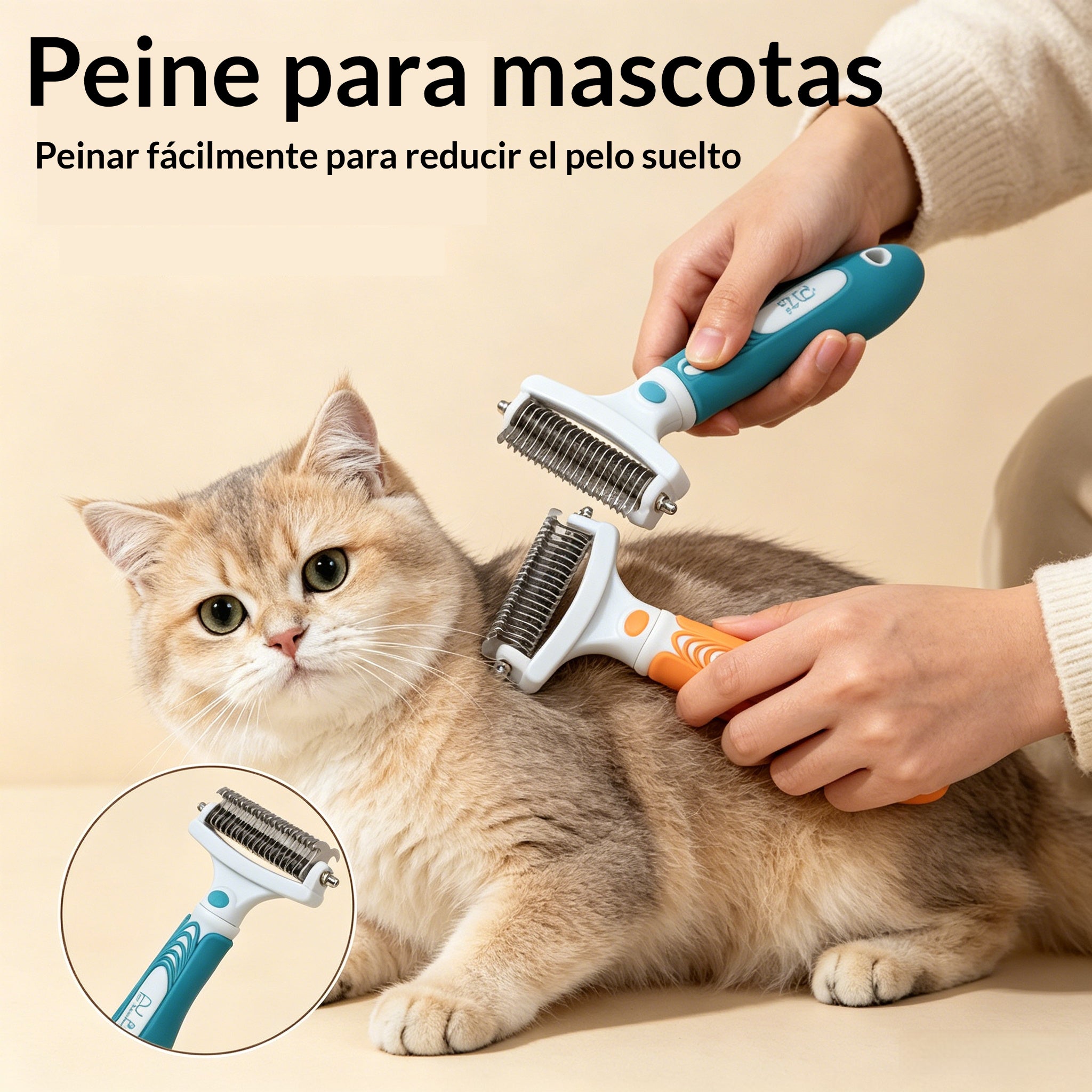 🐶🔥Compre 1 y obtenga 1 gratis（2 piezas）Cepillo de doble cara para el aseo de mascotas y la eliminación de pelo