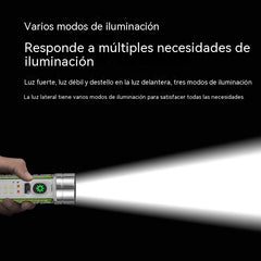 👍👍Linterna compacta de alta intensidad con luz lateral multifunción, carga rápida tipo C, portabilidad y batería de duración ultralarga.
