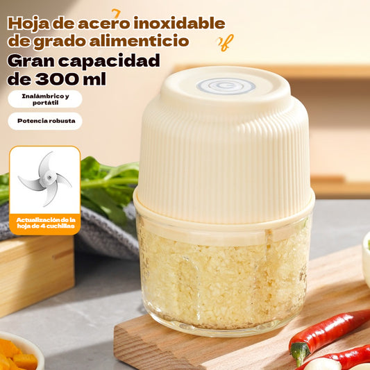 Prensa de ajos eléctrica, picadora de carne, 4 cuchillas, gran capacidad