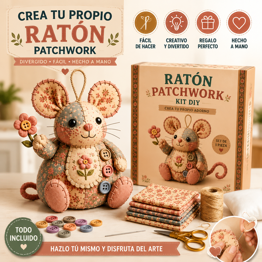 💥⏰50% de descuento🧵 Exquisito kit de costura DIY para ratón de patchwork