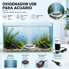 🐟🔇 Bomba de aire para pecera USB ultra silenciosa – Oxigenador portátil recargable para acuarios y pesca 🎣