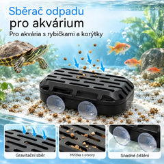 🐢 Sběrač odpadu z akvária a pro želvy · Gravitační sběr · Dvě přísavky · Snadné čištění!