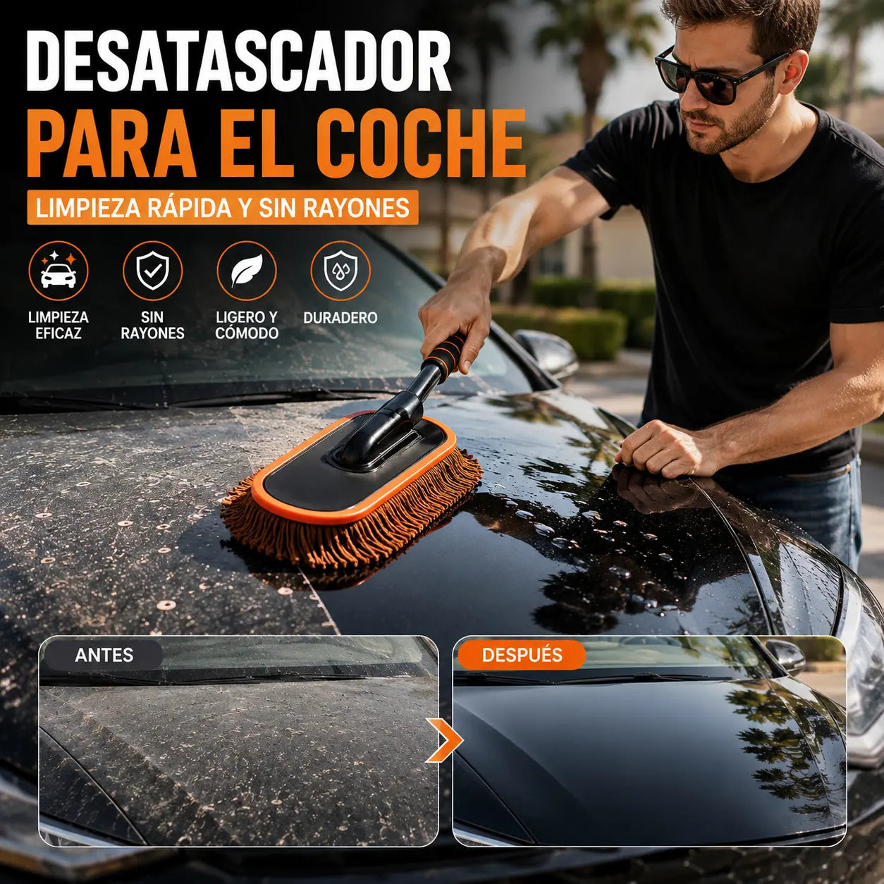 🚗🧹 Cepillo Limpiador Multiusos para Vehículo, Elimina Polvo y Nieve, Cerdas de Algodón Reforzadas
