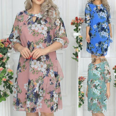 【S-5XL】💥Nuevo vestido de gasa estampado elegante de moda