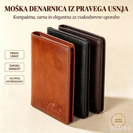 👝✨ Nova moška denarnica iz pravega usnja z zaščito pred krajo