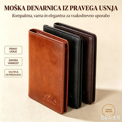 👝✨ Nova moška denarnica iz pravega usnja z zaščito pred krajo