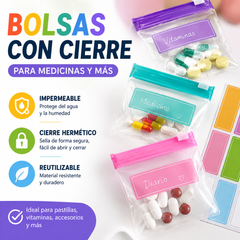 【21 piezas】💊Bolsa portátil de EVA de grado alimenticio con cierre autoadhesivo para medicamentos, ✨también puede guardar joyas
