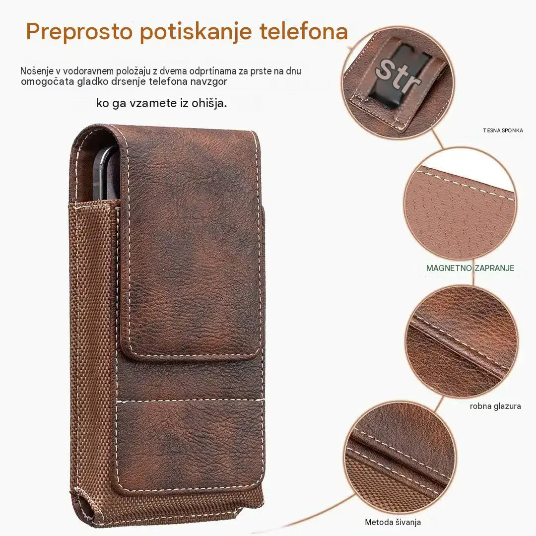 🔥Ovitek za mobilni telefon s sponko za pas – magnetno zapiranje, trpežen in z režo za kartice