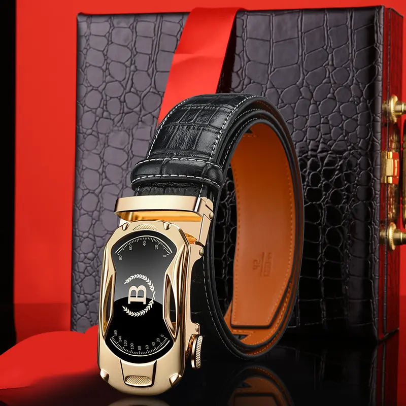 📢📢 ¡50% de descuento! 💼✨ Cinturón de hombre de cuero genuino con hebilla automática, perfecto para el uso diario, la oficina y ocasiones formales.