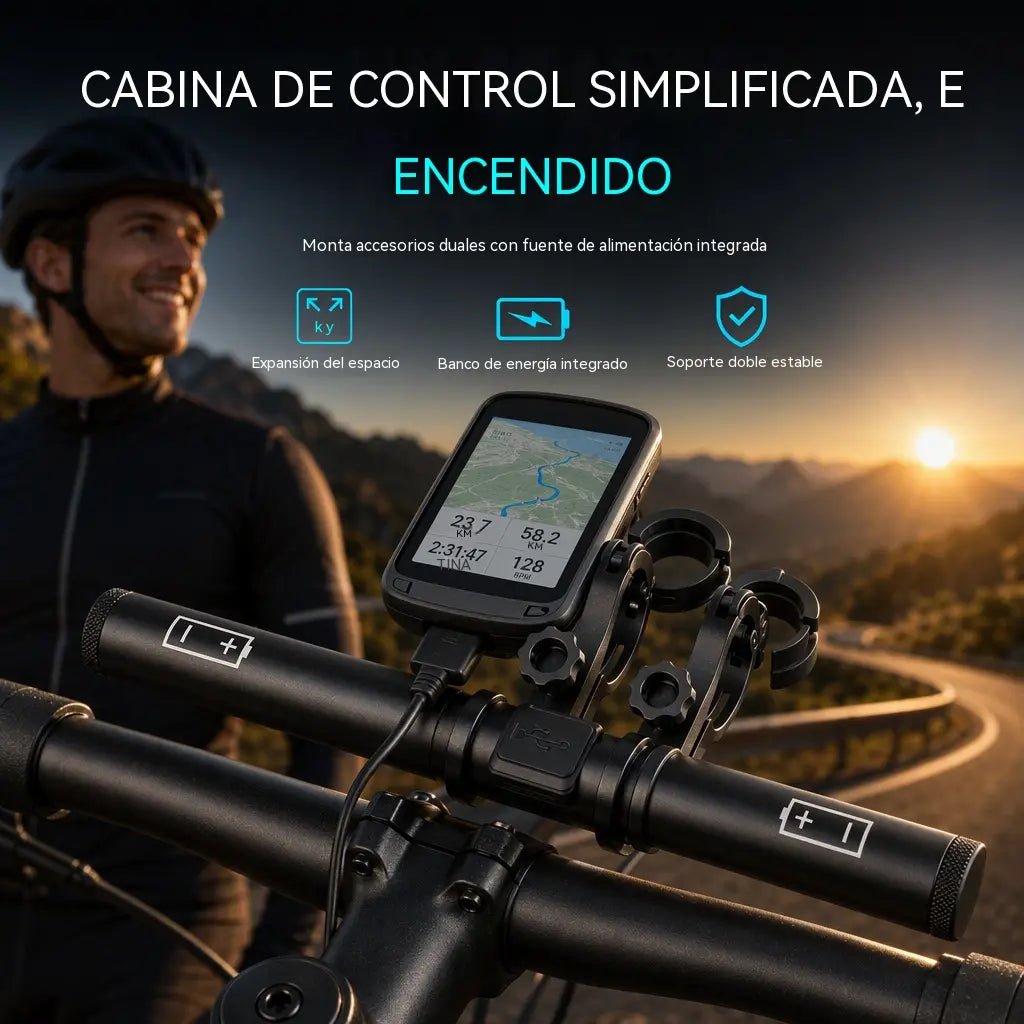 📢📢 ¡Oferta por tiempo limitado: 50% de descuento! 🚴‍♂️🛡️ Extensor para manillar de bicicleta: alimentación por USB, resistente al agua, doble soporte.