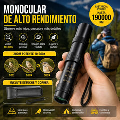 🔭✨ Monocular 10-300x40 con zoom – visión HD de alta potencia para actividades al aire libre y uso nocturno 🌙🏔️