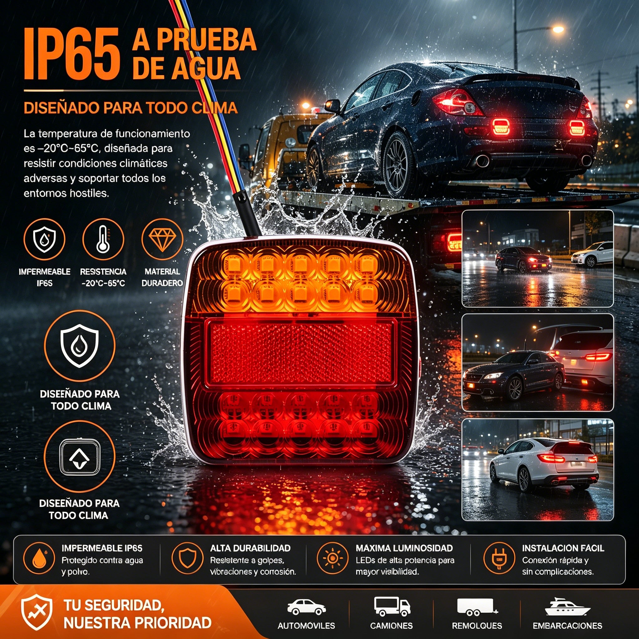 【Paquete de 2】🚦 Luces LED Universales para Remolque 💧 IP65 Impermeable Multifunción para Camiones, Caravanas y Maquinaria Agrícola🚛