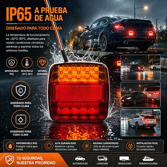 【Paquete de 2】🚦 Luces LED Universales para Remolque 💧 IP65 Impermeable Multifunción para Camiones, Caravanas y Maquinaria Agrícola🚛