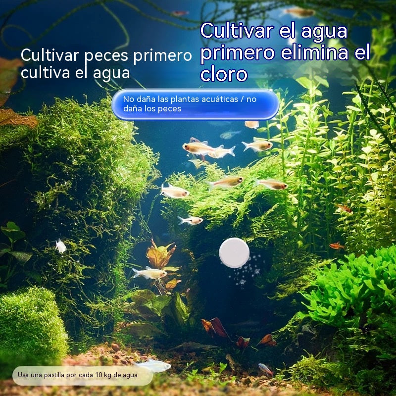 🔥【Compra 2 y llévate 2 gratis】🐠🌿Tabletas purificadoras de agua para acuarios con múltiples efectos: Esterilizan, eliminan el cloro y purifican el agua; aptas para acuarios y estanques.