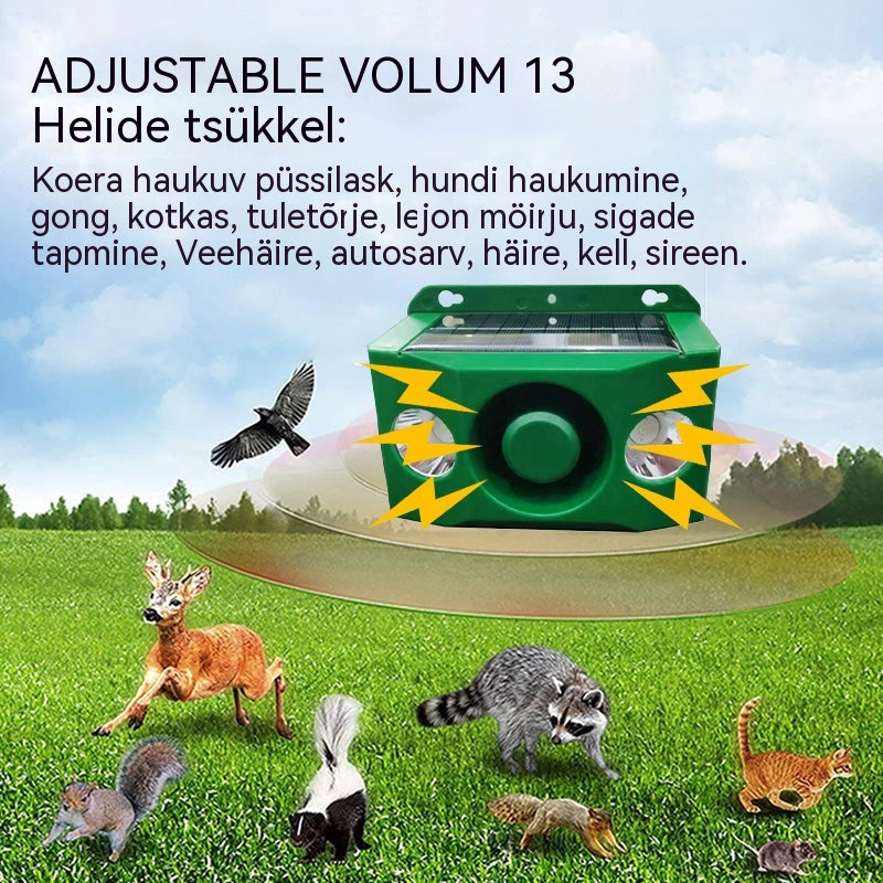 ✨🐅Päikeseenergial töötav ultraheli metsloomade peletusvahend