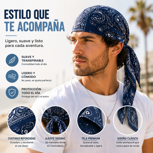 🏝【Paquete económico – 5 piezas/5 colores】Gorra/diadema estilo hip-hop retro, absorbente del sudor, transpirable y que no resulta sofocante.