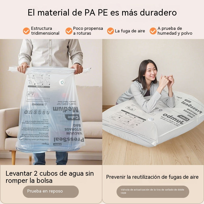 🧳【Juego de 5 piezas】💨 Bolsa de almacenamiento al vacío grande y compresible: no requiere bomba, es a prueba de fugas e ideal para ahorrar espacio en maletas y en casa ✈️