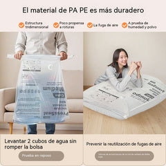 🧳【Juego de 5 piezas】💨 Bolsa de almacenamiento al vacío grande y compresible: no requiere bomba, es a prueba de fugas e ideal para ahorrar espacio en maletas y en casa ✈️