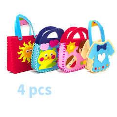 🎁【4 PCS】Primer kit de costura para niños Kit de costura de fieltro DIY Juguetes educativos para el jardín de infancia Kit de costura para niños con imperdibles y correas para bolsas Kit de costura de fieltro para niños, niñas, regalo