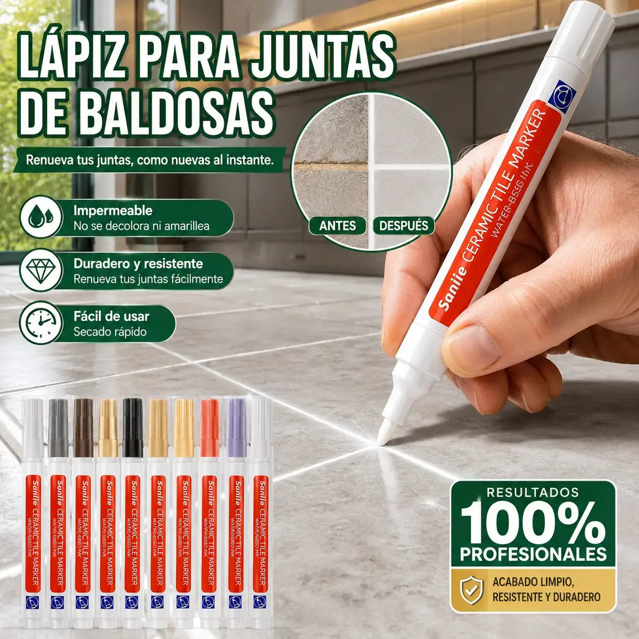 【2 unidades a 21 euros】🔥Lápiz para lechada de baldosas de cerámica resistente al moho y al agua