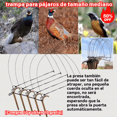 🦆🐓【Compra 5 y obten 5 gratis】Trampa para pájaros de tamaño mediano, adecuada para pollos, faisanes, ánades reales, perdices y patos.