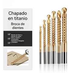 【Juego de 6 piezas】⚙️ Juego de brocas helicoidales: fabricadas en acero rápido, con recubrimiento de titanio y aptas para diversos materiales 🧰