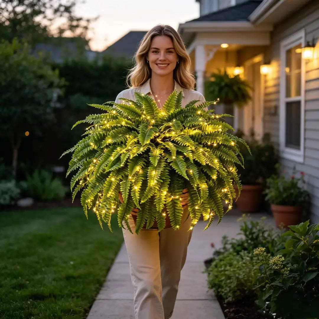 💛🌿 Ragyogó bostoni páfrány — 🍃 Nem igényel öntözést vagy gondozást.