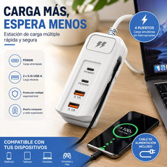 ⚡ Cable de extensión USB y protector de sobretensiones | Oferta con 50% de descuento | Hub inteligente de 4 puertos, carga rápida de 30 minutos y protector de sobretensiones | Mantén tu computadora y equipo de viaje en orden ✨
