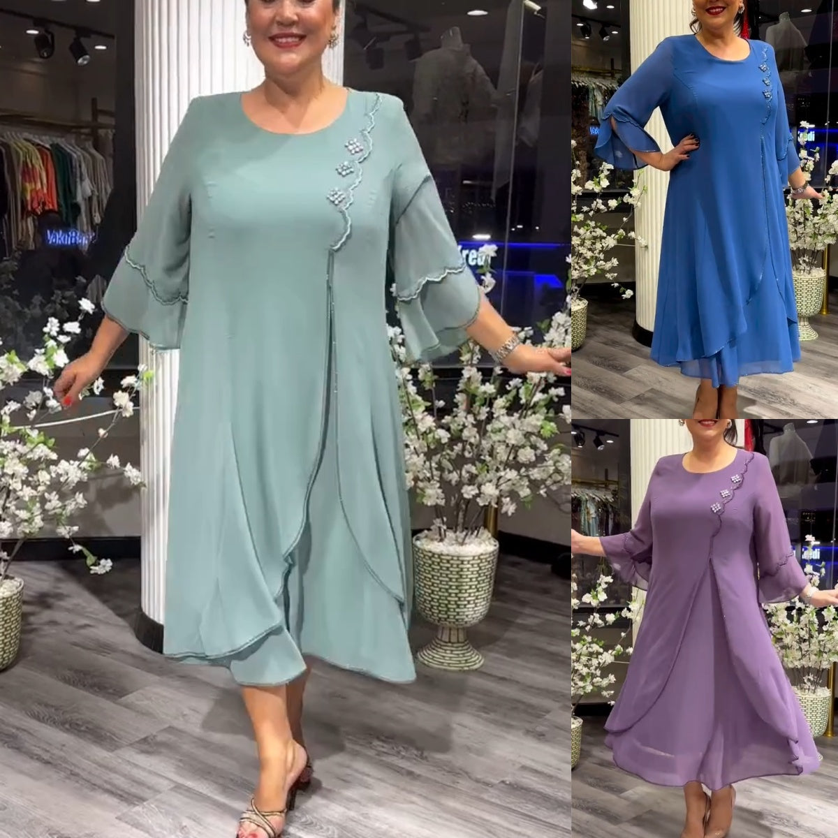 【S-5XL】❤️2025 Nuevos vestidos de gasa de alta calidad