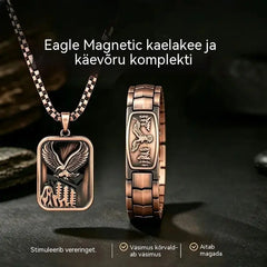 🔥【Käevõru + kaelakee】Meeste magnetiline käevõru kotkakujundusega