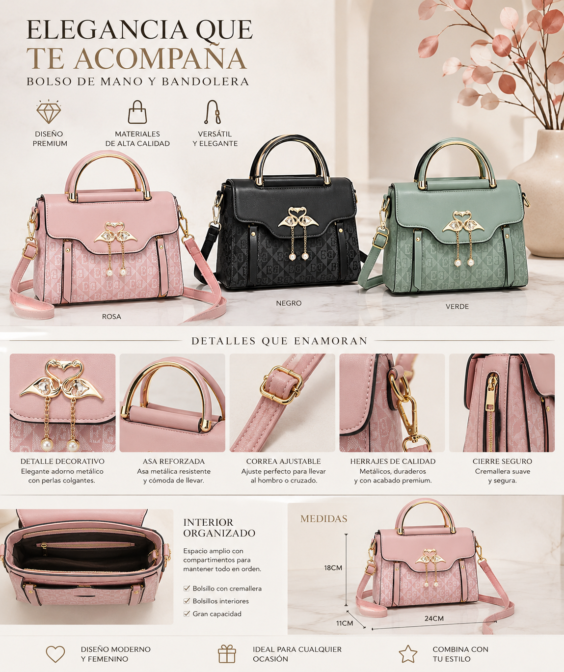 👜Bolso bandolera/cruzado estampado de gran capacidad
