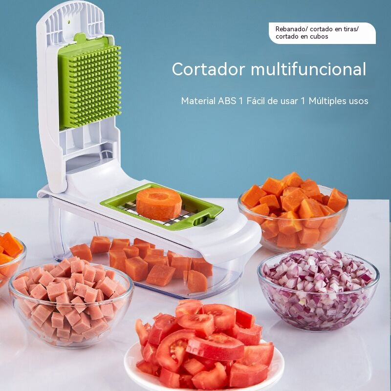 【1 juego de 18 piezas】🥕🥕 Picadora de verduras 18 en 1 | Picadora de alimentos multifuncional con recipiente