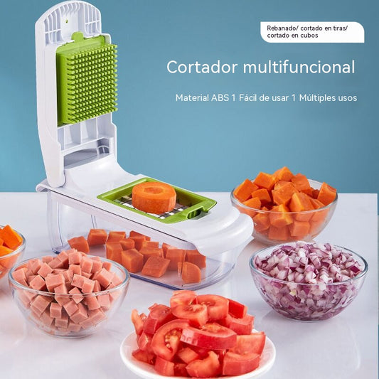 【1 juego de 18 piezas】🥕🥕 Picadora de verduras 18 en 1 | Picadora de alimentos multifuncional con recipiente