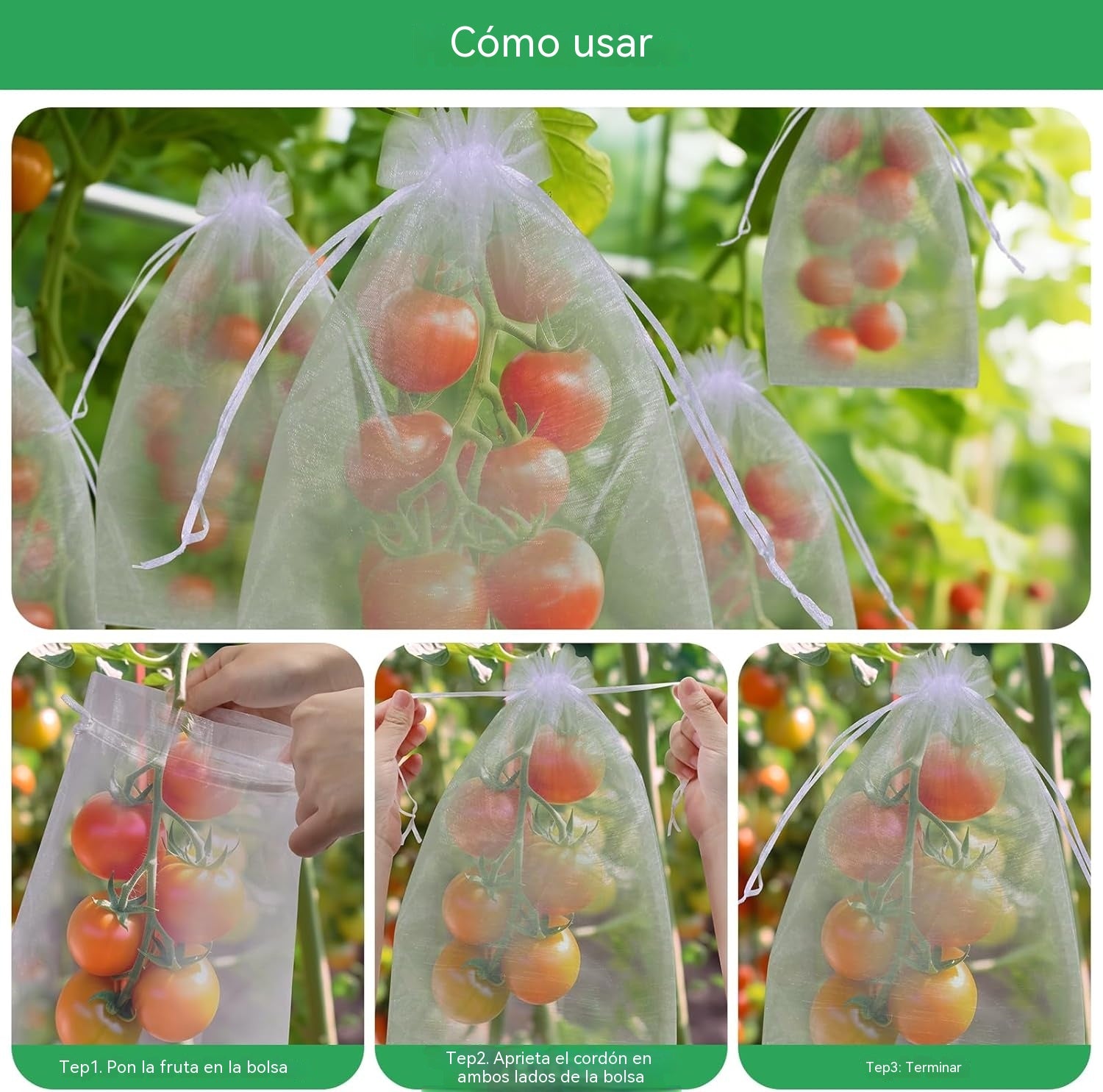 🔥【50 piezas（24*38cm）】Red de insectos para moscas de frutas, red de protección de árboles de paisaje para pájaros, bolsas de red de jardín para proteger flores, plantas, frutas, verduras