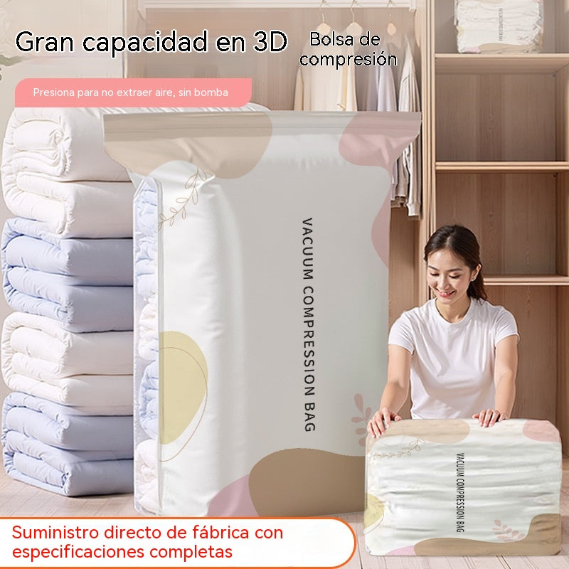 🧳【Juego de 5 piezas】💨 Bolsas de almacenamiento al vacío compresibles de gran capacidad: No se necesita bomba de aire, diseño a prueba de fugas, ideal para ahorrar espacio en tu maleta y en casa ✈️