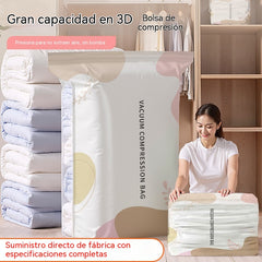 🧳【Juego de 5 piezas】💨 Bolsas de almacenamiento al vacío compresibles de gran capacidad: No se necesita bomba de aire, diseño a prueba de fugas, ideal para ahorrar espacio en tu maleta y en casa ✈️