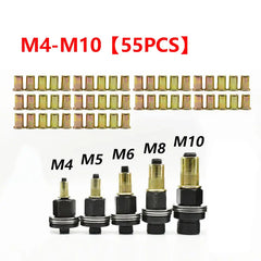 🔥 ÚLTIMO DÍA CON 50% DE DESCUENTO - 🔧 Kit completo para remaches roscados M3–M10 con taladro【55 unidades】