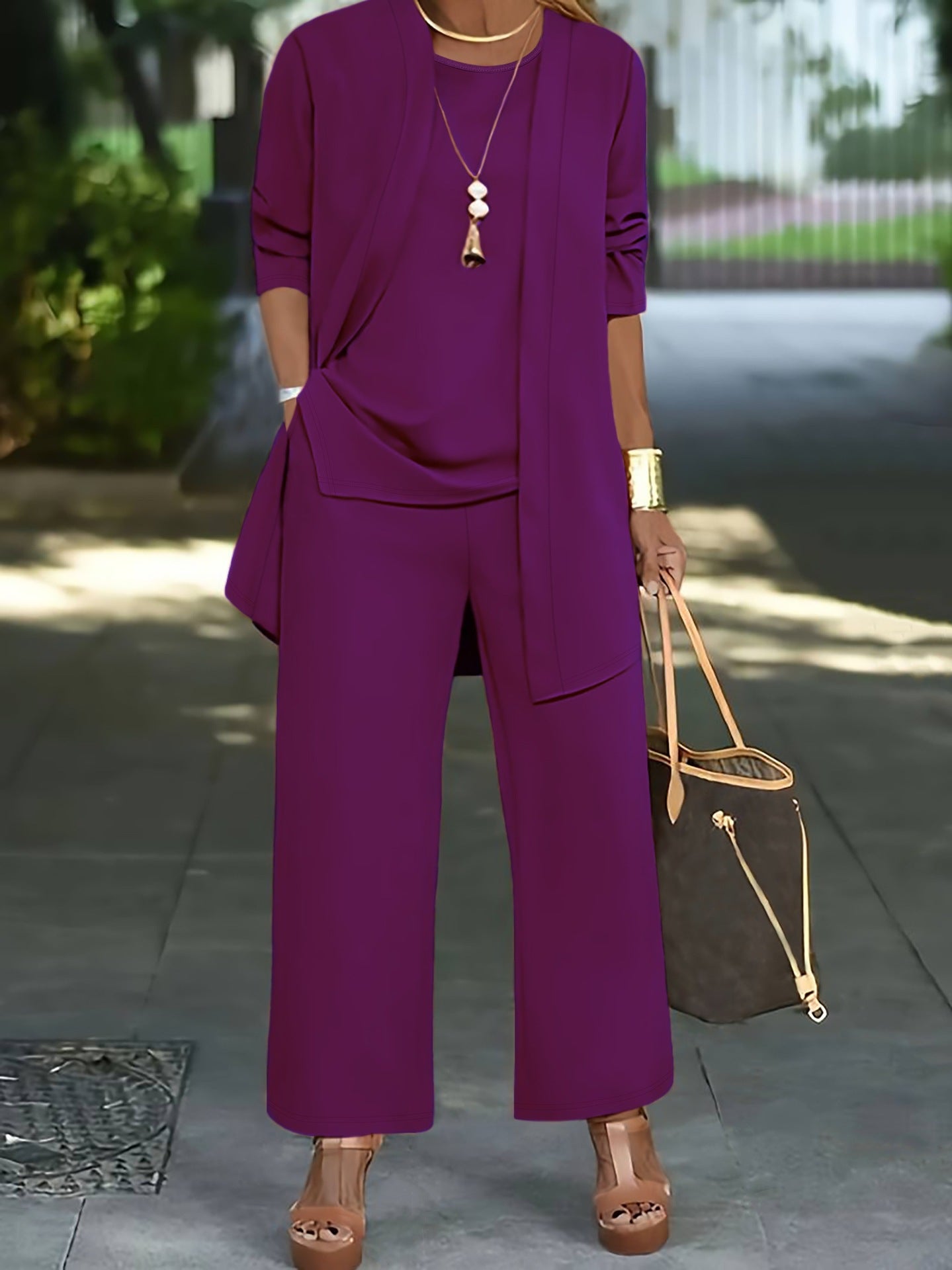 🧥Elegante conjunto de 3 piezas para mujer con corte holgado🍂